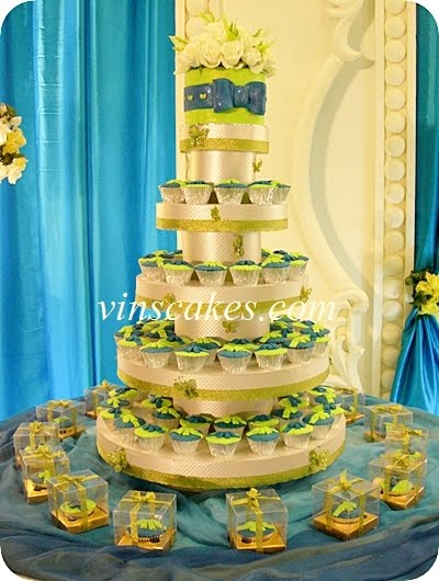 Blue Navy Green Wedding Cupcakes