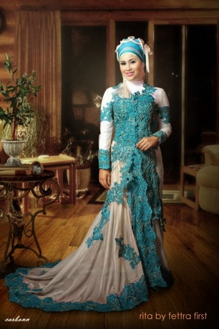 Kebaya Muslim Pengantin Untuk Resepsi Warna Tosca Kebaya Muslim Pengantin Untuk Resepsi Warna Tosca