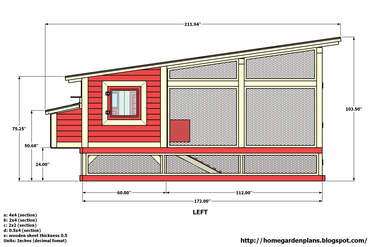 home garden plans: M100 (74"x212"x104") - Chicken Coop ...