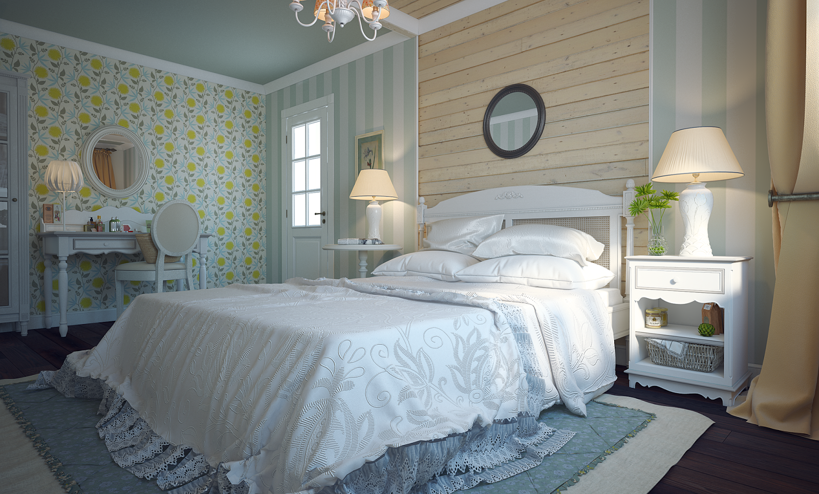 3d design Provence style for bedroom