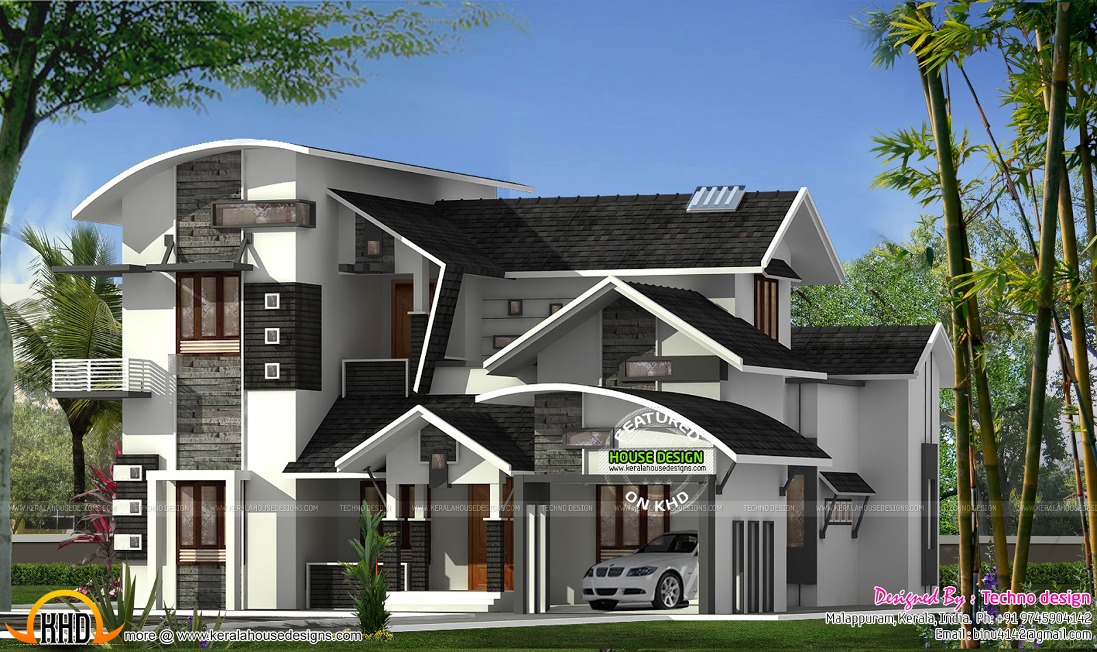 Contemporary mix roof house Kerala home design and floor plans