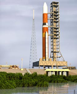 rocket and gantry