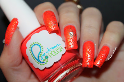 Bollywood inspired orange neon nail art