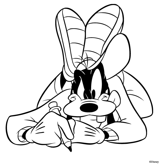Mickey Mouse Disney Coloring Pages : Goofy Learning To Write title=