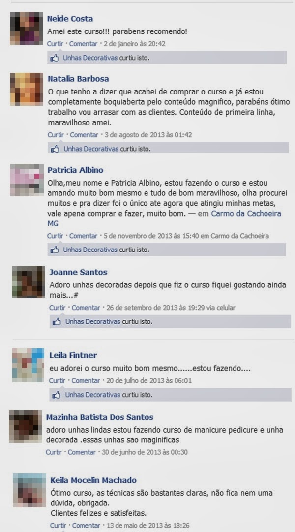 Depoimento Facebook Curso Unhas Decoradas