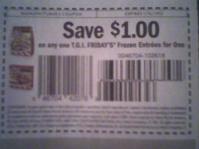 Fridays coupon free entree
