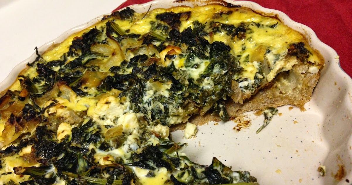 Suriving the College Meal Plan: Whole Wheat, Kale, Onion, and Feta Quiche
