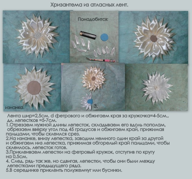 Лёгкие цветы из атласных лент
