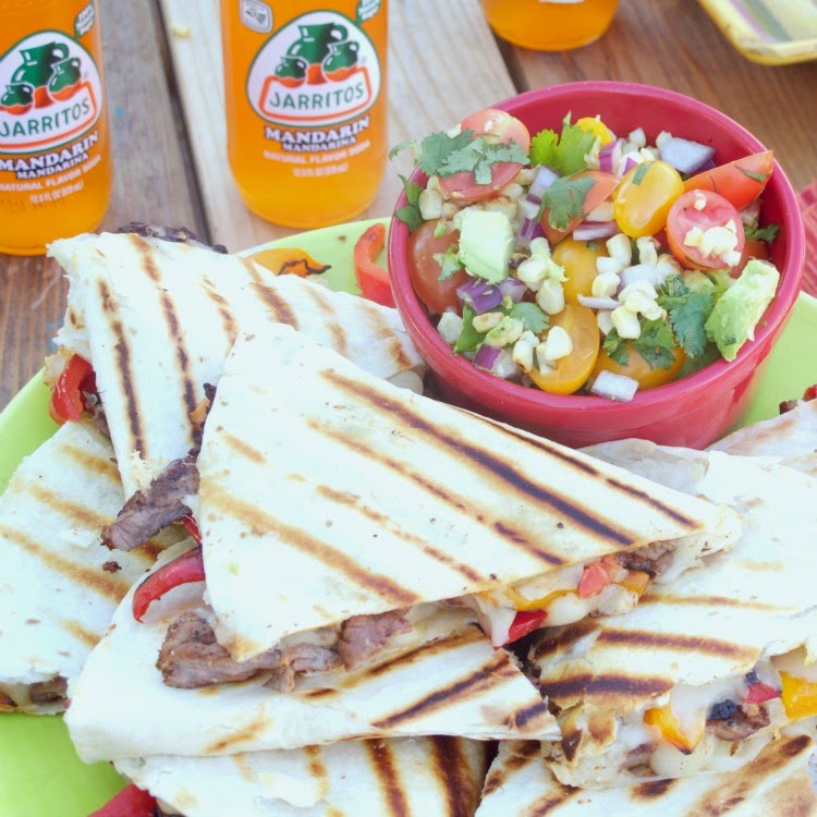 Carne Asada Fajita Quesadillas with Grilled Corn, Tomato and Avocado Salsa #CincodeMayo Carne Asada Fajita Quesadillas with Grilled Corn, Tomato and Avocado Salsa #CincodeMayo