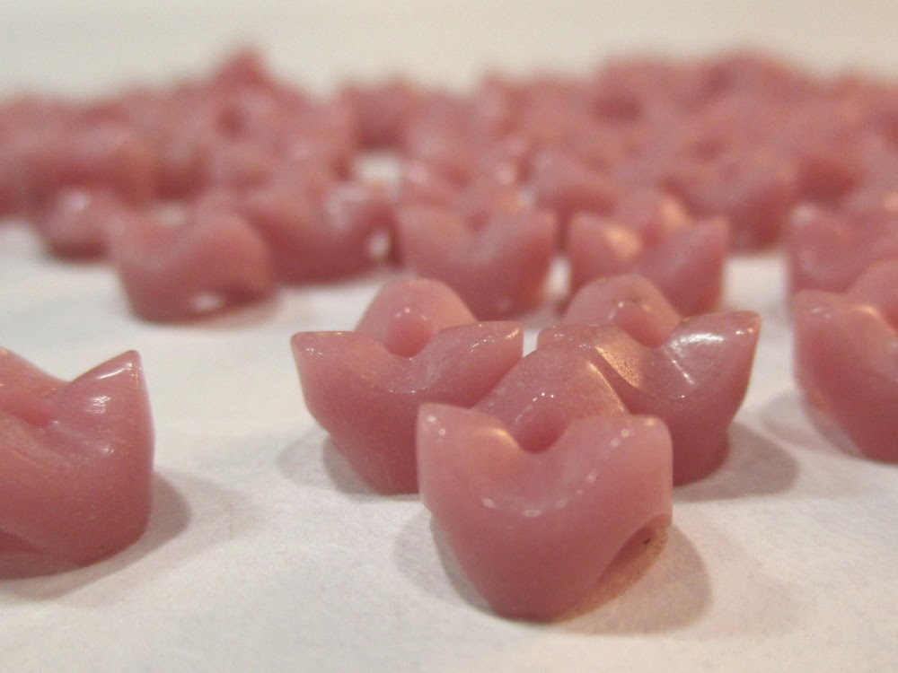Pink glass vertebrae beads.