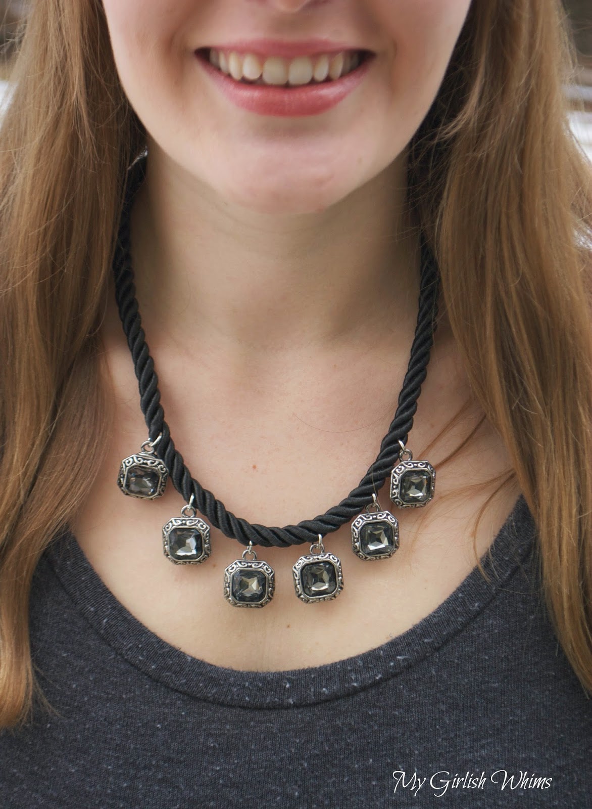 DIY Cord & Crystal Necklace My Girlish Whims