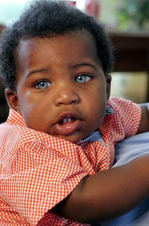 black baby with blue eyes