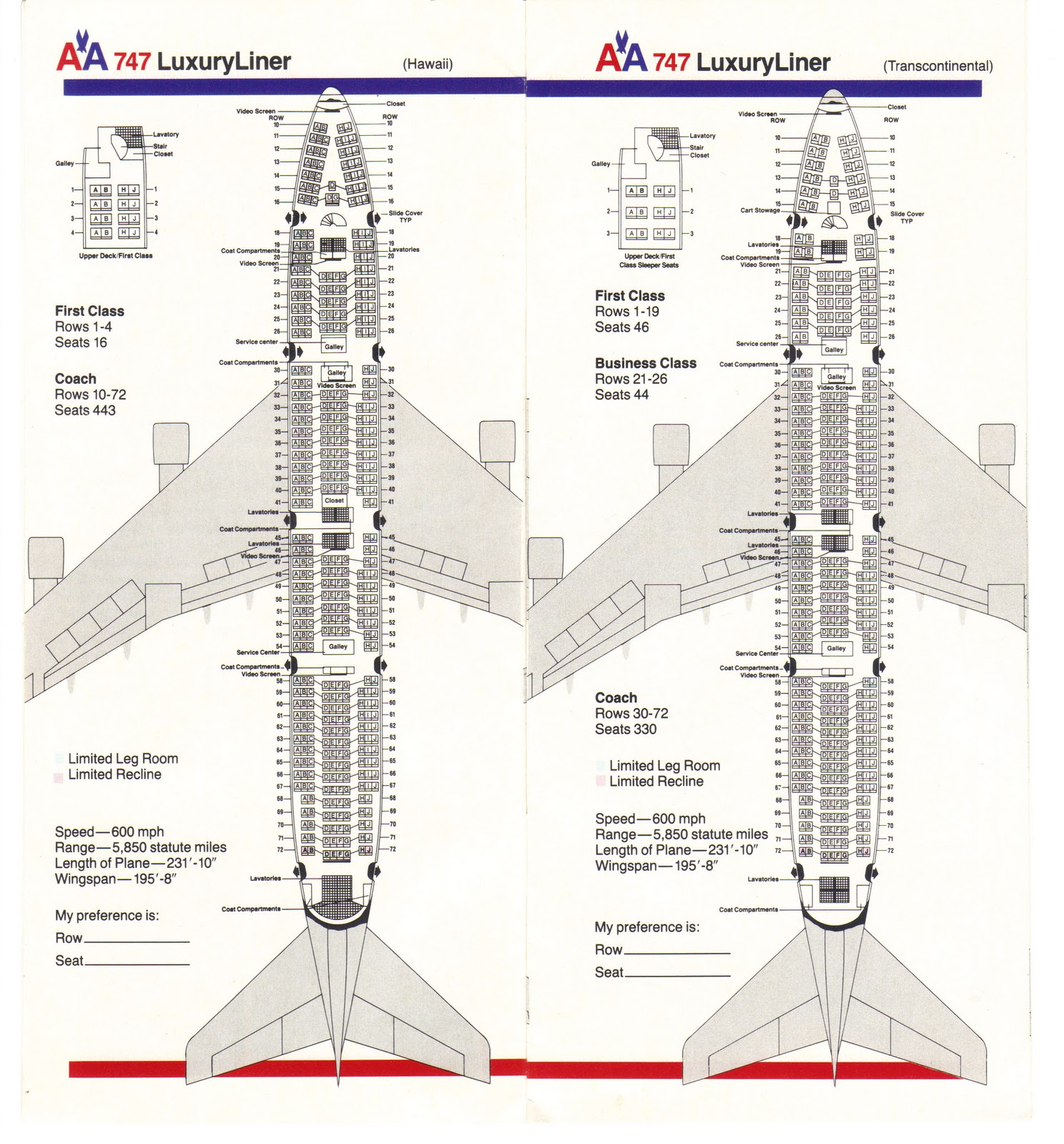 Atlantic 747 Seating Chart