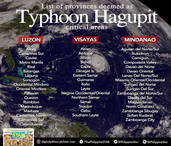 Typhoon 'Ruby' with International name 'Hagupit' possible affected places in Philippines Typhoon 'Ruby' with International name 'Hagupit' possible affected places in Philippines