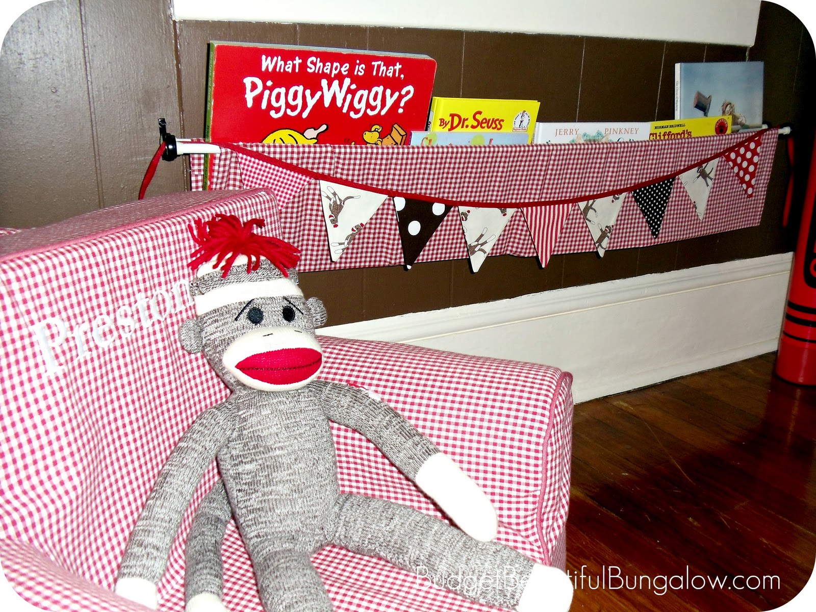 Budget Beautiful Bungalow Preston's Toddler Room {DIY Wall Book Bin}