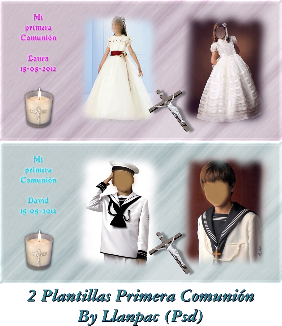 Photoshop Llanpac: 2 Plantillas de comunión para Fotomontajes (Psd Photoshop Llanpac: 2 Plantillas de comunión para Fotomontajes (Psd