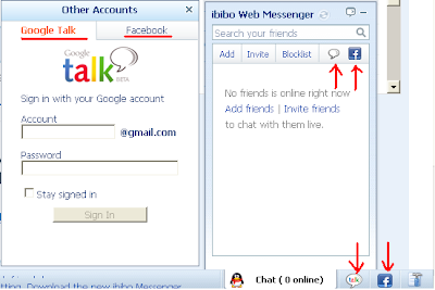 Google Talk and Facebook friend chat on ibibo