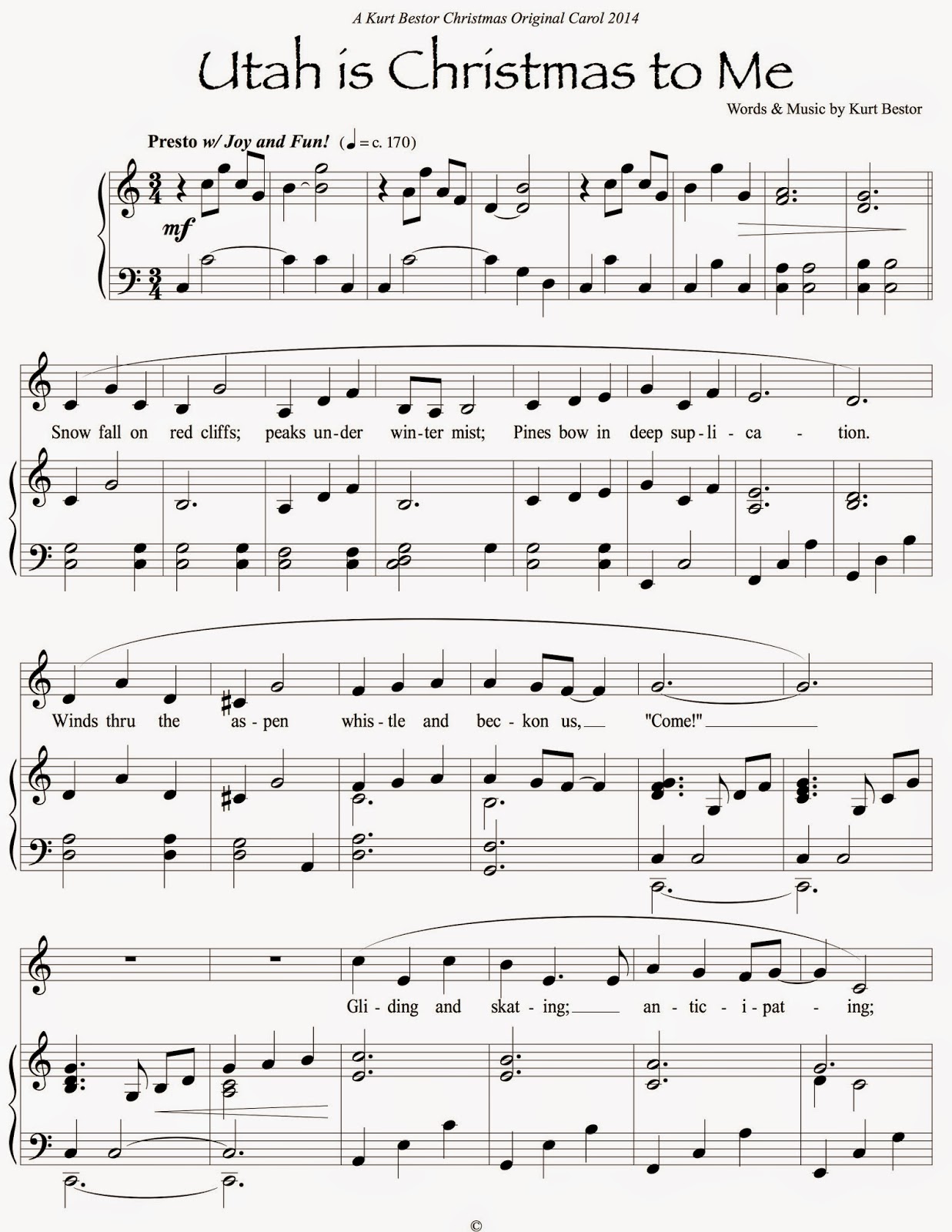 a kurt bestor christmas 2014 original carol for download the center of my joy sheet music