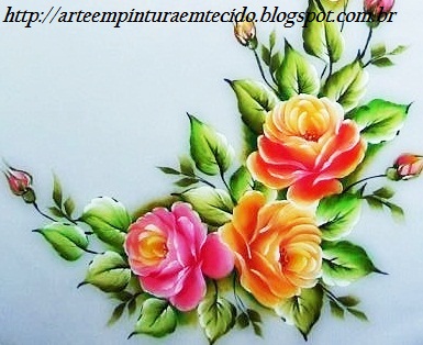 ROSAS  Pintura+em+tecido+caminho+de+mesa++rosas