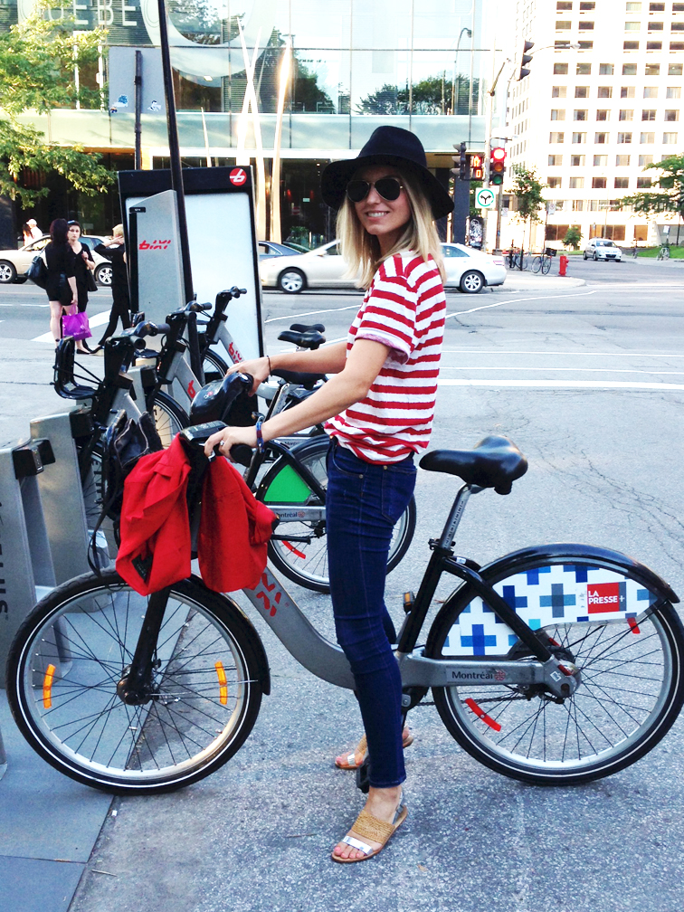 Montreal Bixi Bike Share Filippa K Stripe Tee Topshop Wide Brim Hat Loeffler Randalll Montreal Bixi Bike Share Filippa K Stripe Tee Topshop Wide Brim Hat Loeffler Randalll