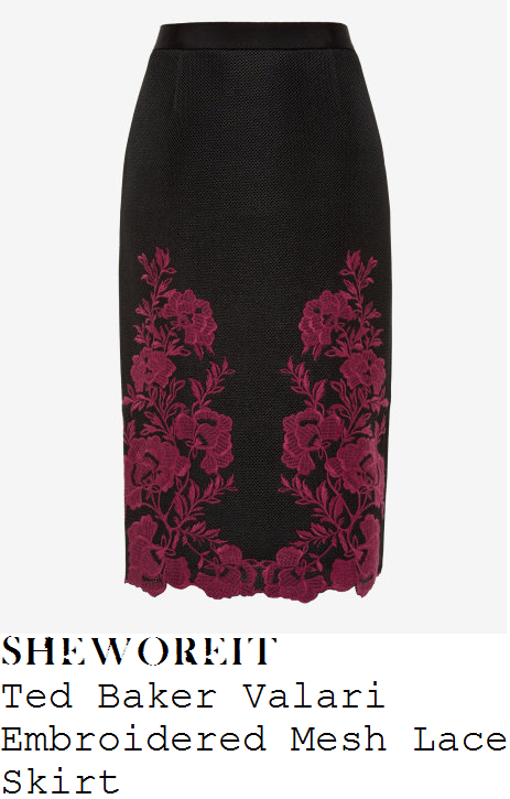 holly-willoughby-black-purple-red-floral-lace-high-waisted-pencil-skirt-this-morning