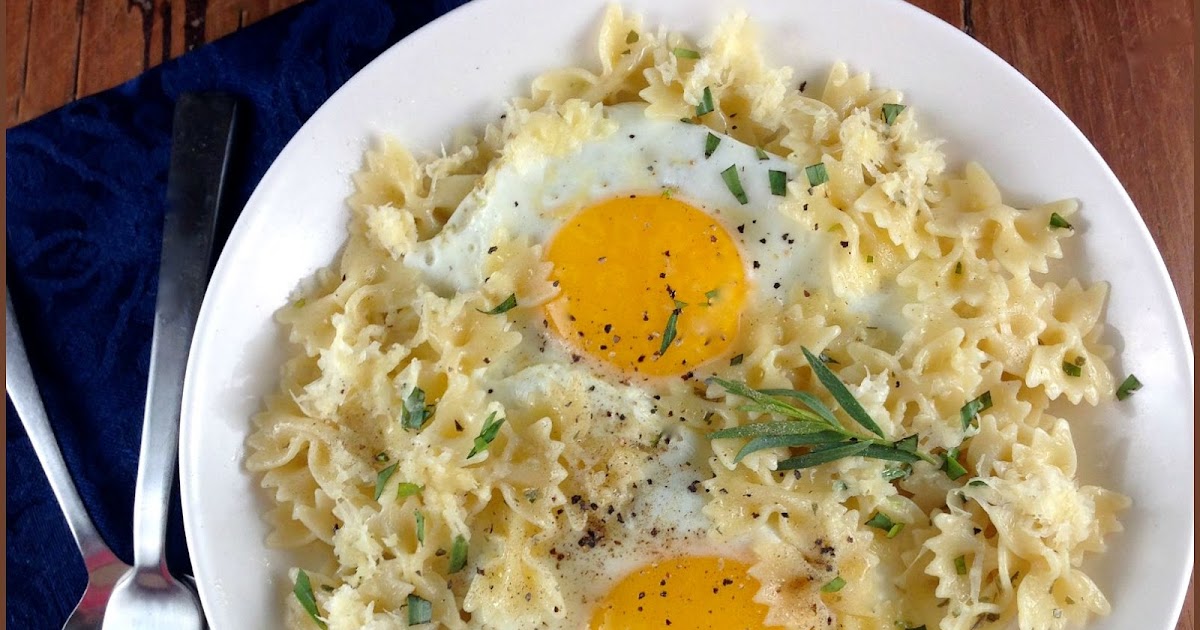 Kahakai Kitchen BowTie Pasta with Fried Eggs and Gruyère {One Photo