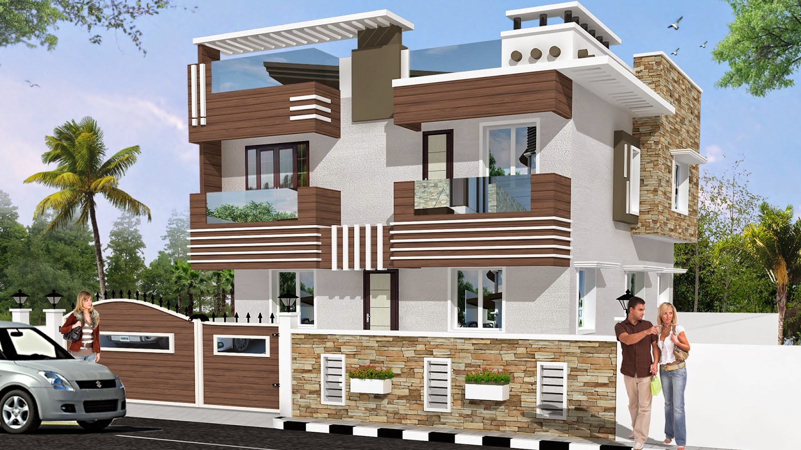 3D Elevation Residential Building.