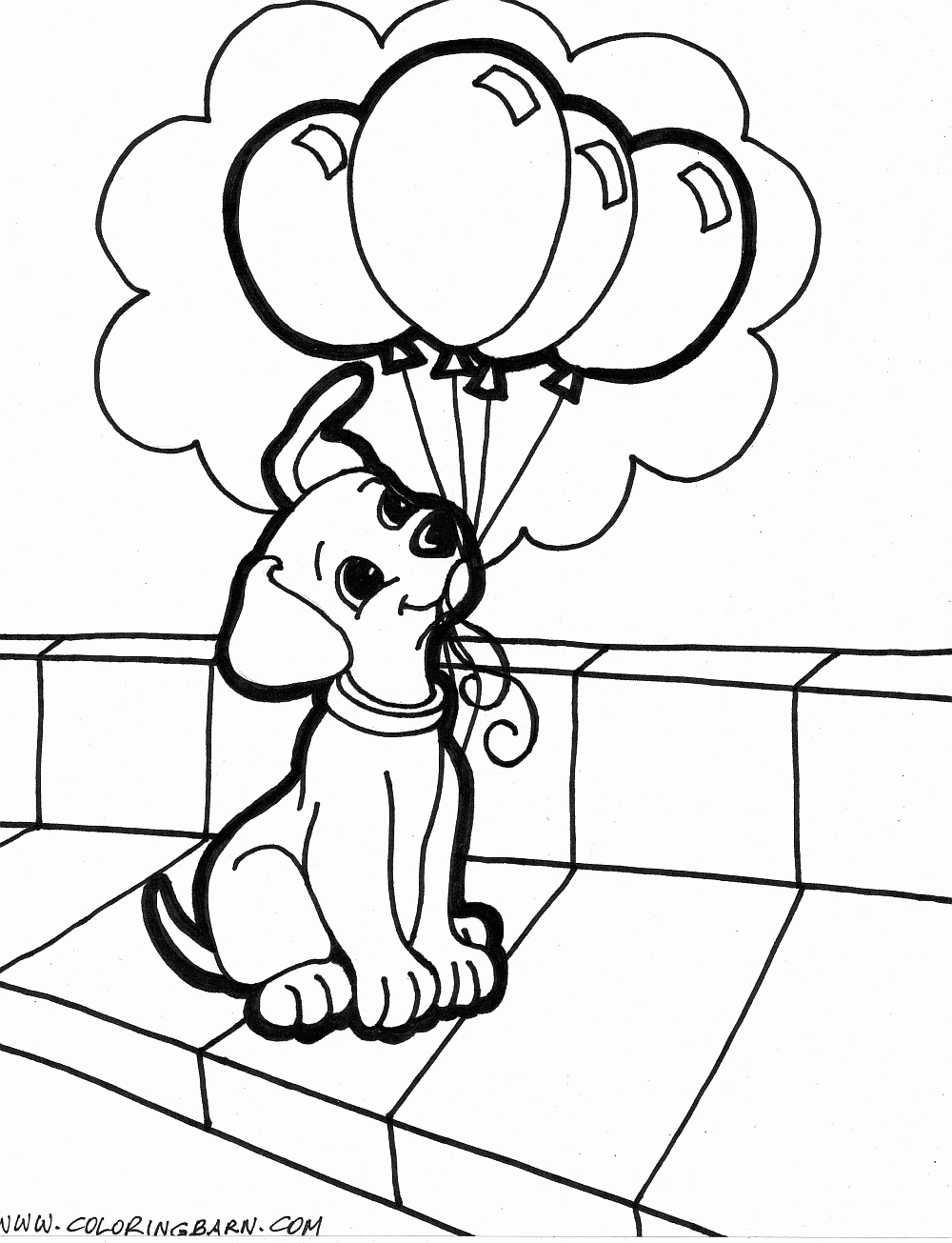 Animals Coloring Pages   Cute Puppy Playing   Kids Coloring Pages