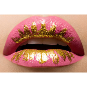 Pink Golden Stripes Lip Art