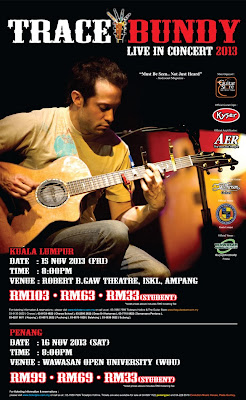 [Upcoming Event] Trace Bundy LIVE In Concert  2013 @ Kuala Lumpur & Penang (15-16th November 2013)