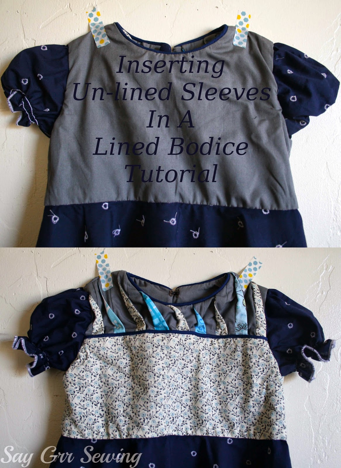 Say Grr Sewing Inserting UnLined Sleeves In A Lined Bodice Tutorial