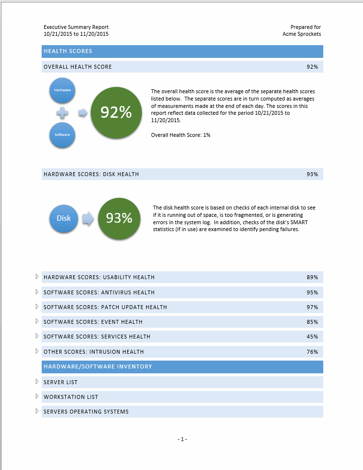 one page executive summary template