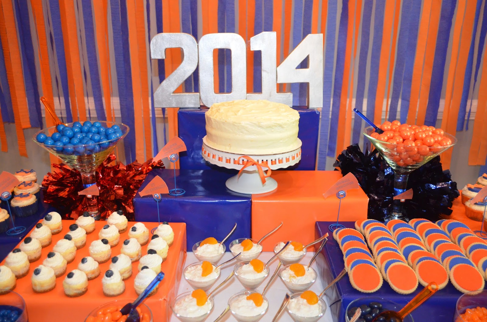 Cakegirl's Kitchen Blue and Orange Graduation Party
