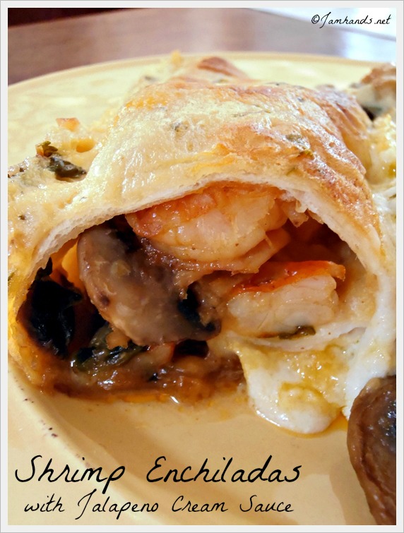 Jam Hands Shrimp Enchiladas with Jalapeno Cream Sauce