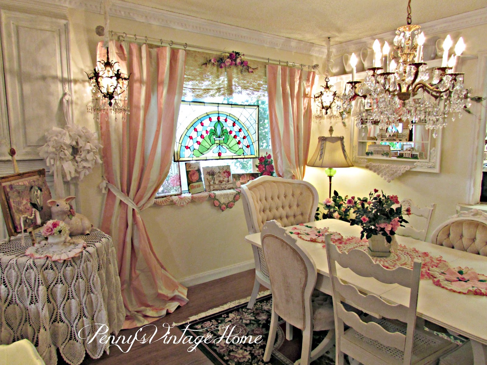 Penny's Vintage Home Pink and White Striped Curtains