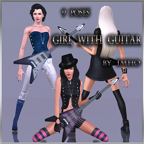 9 Poses - Girl with guitar by IMHO Sims+3,+imho,+poses+(1)