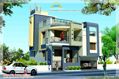 Duplex House Plan and Elevation - 164 Sq M (1770 Sq. Ft.) Duplex House Plan and Elevation - 164 Sq M (1770 Sq. Ft.)
