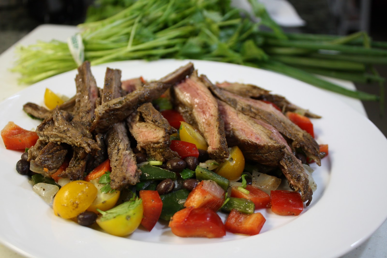 Playing Chef AnchoMarinated Skirt Steak With Warm Black Bean Salad