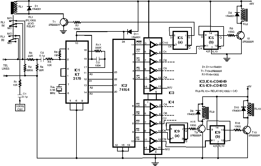 Elec-Circuit: วงจรรีโมทคอนโทรลจากโทรศัพท์ cat 6 wiring tx rc 