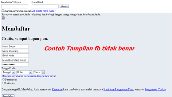 Cara atasi tampilan facebook yang acak acakan Cara atasi tampilan facebook yang acak acakan