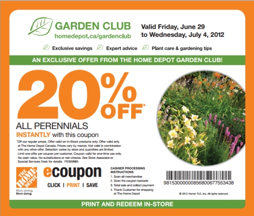 Canadian Daily Deals Home Depot Garden Club Save 20 Off
