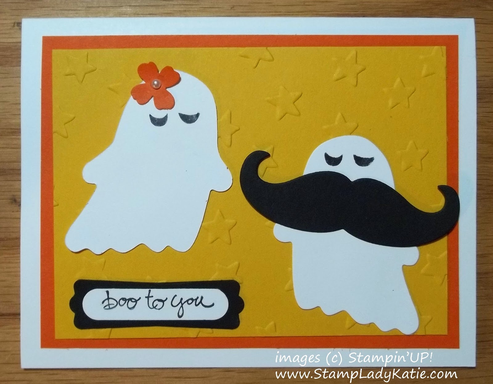 Halloween Card  ghosts die cut with Stampin'Up!'s Fun Fall Framelits