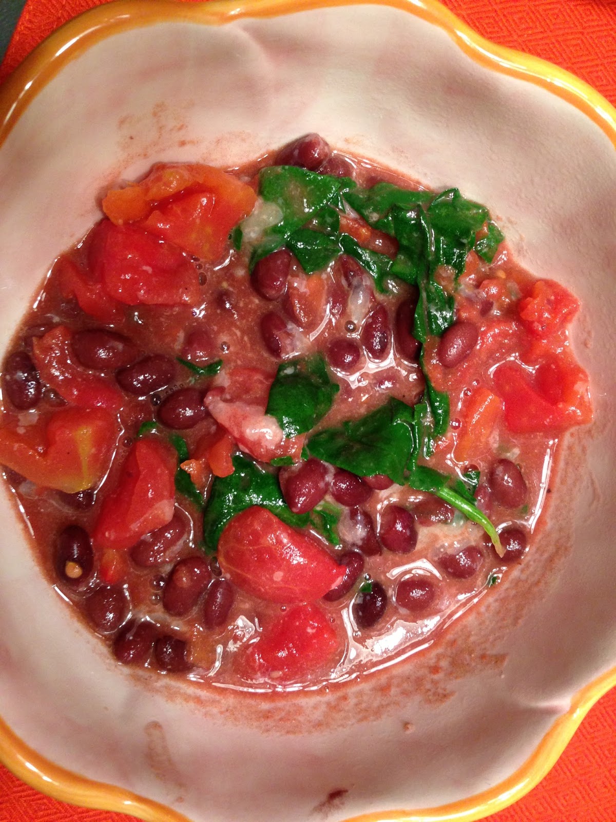 An Ironman Cooks! Cooking Black beans w/ spinach, tomatoes, and