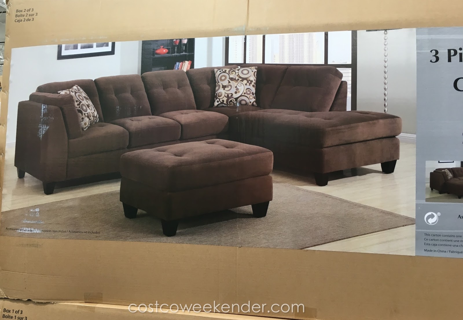 MStar 3 Piece Modular Fabric Sectional with Ottoman Costco Weekender