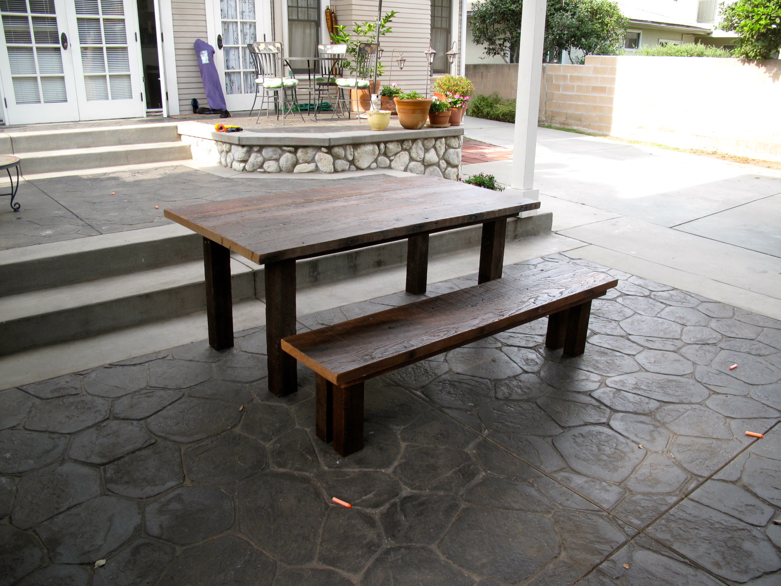 Arbor Exchange Reclaimed Wood Furniture Outdoor Dining Table + Bench
