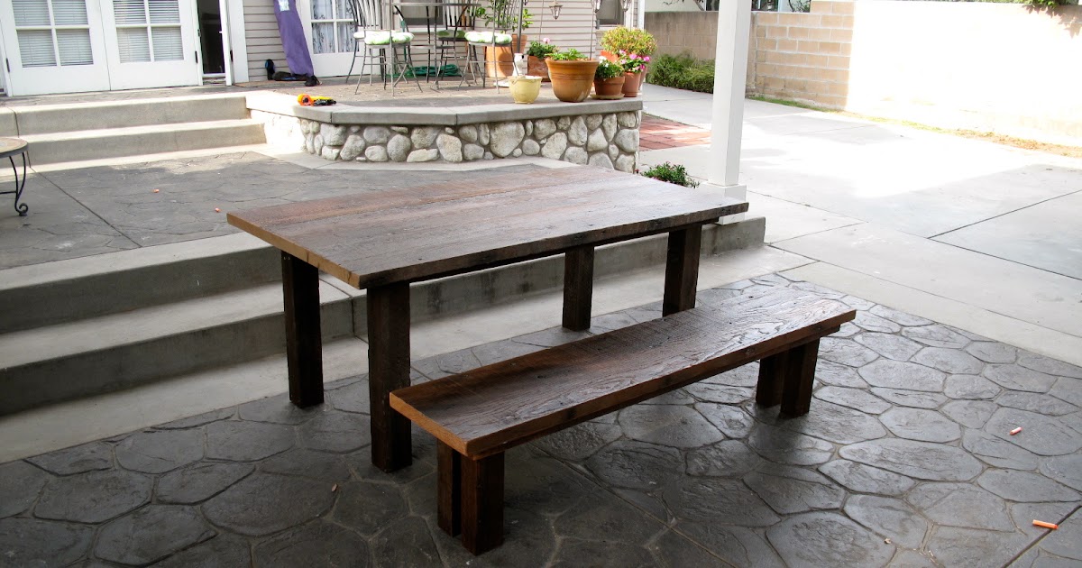 Arbor Exchange Reclaimed Wood Furniture Outdoor Dining Table + Bench