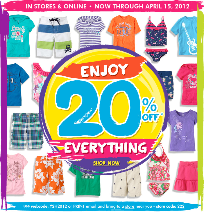 Children's Place 20 Off + 2.5 Cash Back + 10 Gift Card Exp 4/15