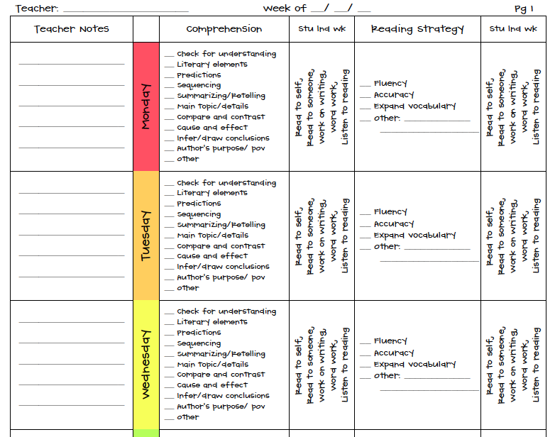 daily schedule format