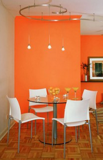 Dapur konsep orange, Warna tempat makan orange, Interior dapur orange, interior dapur minimalis jingga