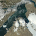 Un gran iceberg se desprende del glaciar de Petermann en Groenlandia.